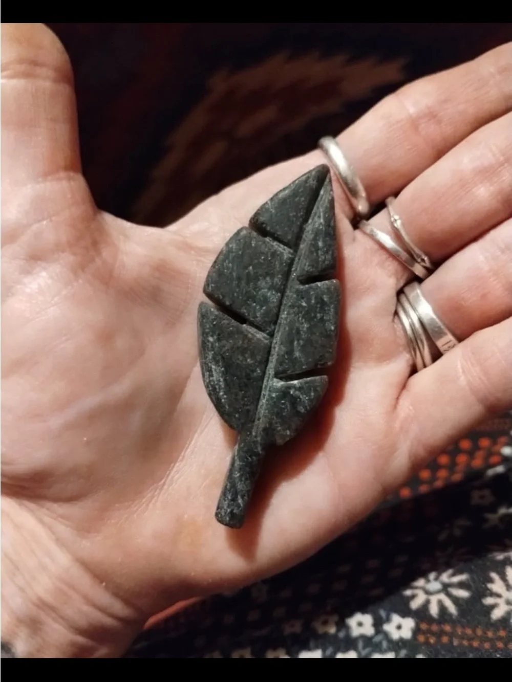 Shungite Leaf Carving